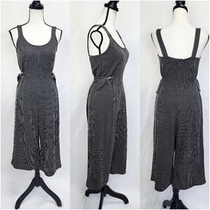 Wild Fable Black & White Pinstripe Cropped Wide Leg Sleeveless Jumpsuit